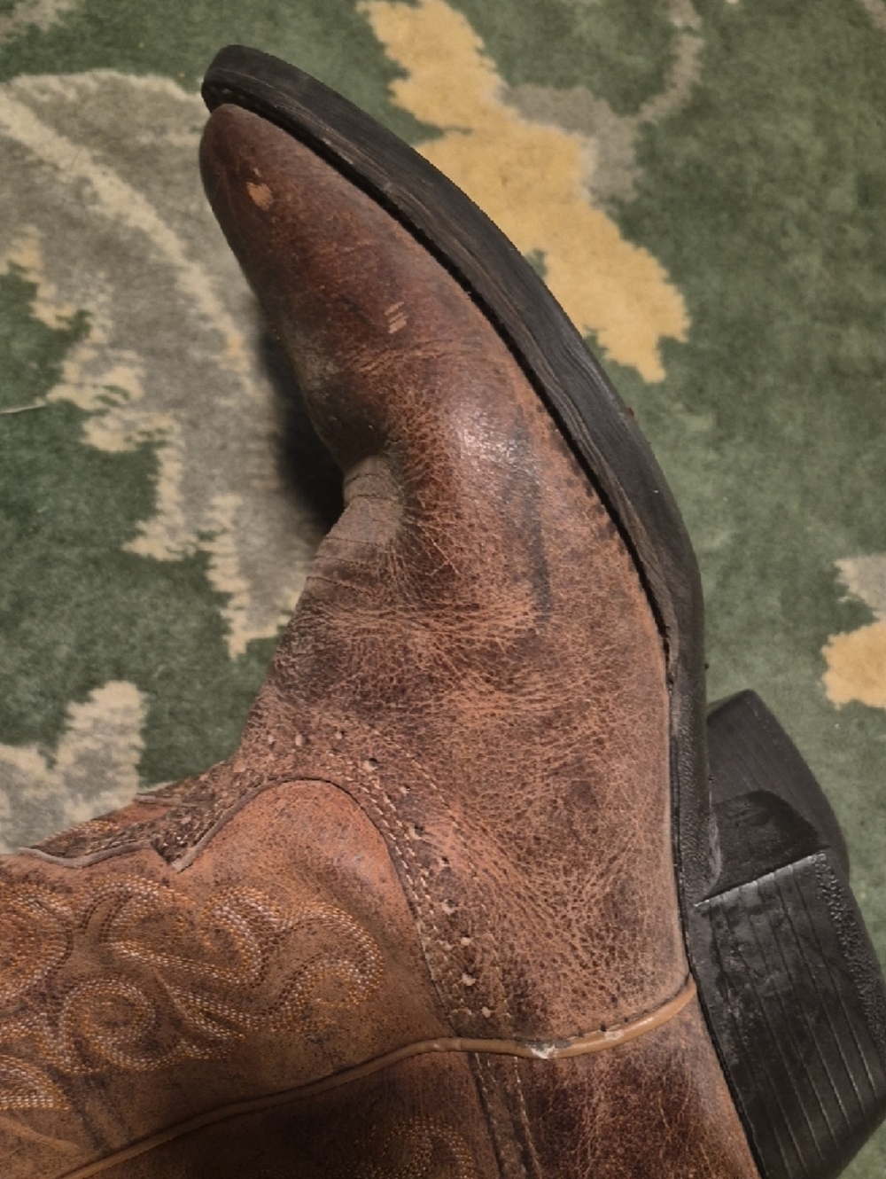 Justin Boots Brown Leather Western Cowboy Boots - Picture 6 of 12